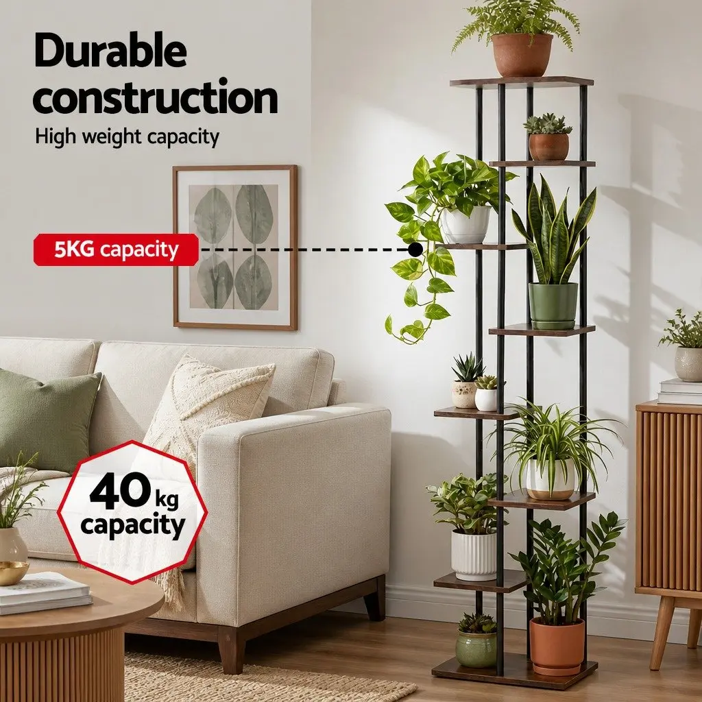 8-Tier Plant Stand Indoor Outdoor Metal Flower Shelf Vertical Organiser