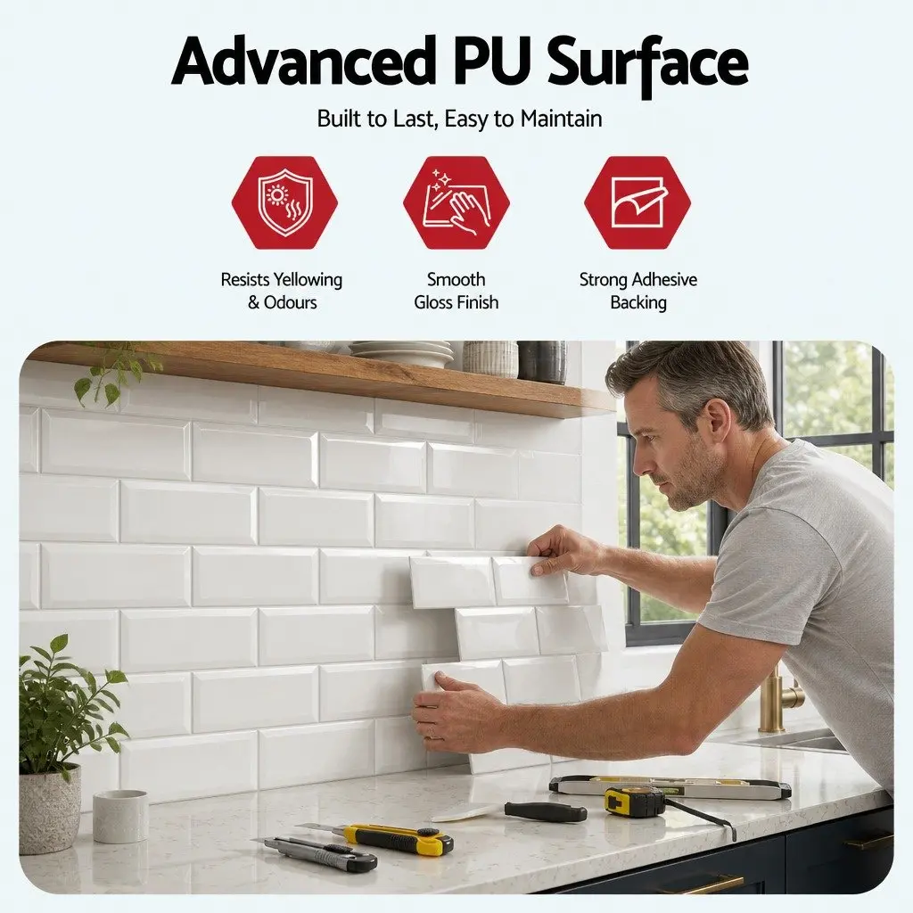 3D Self-Adhesive Subway Tile Backsplash, 10 Sheets