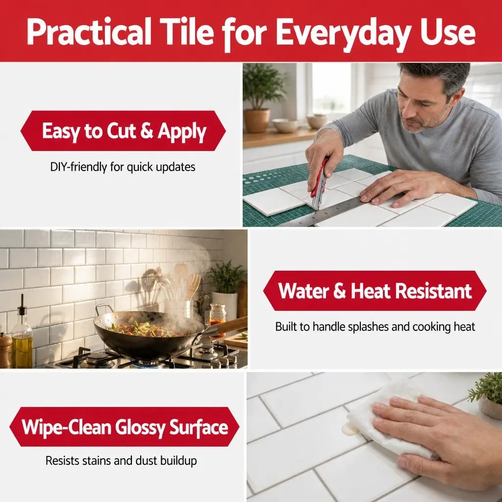3D Self-Adhesive Subway Tile Backsplash, 10 Sheets