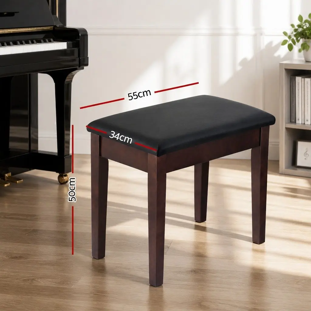 Piano Bench Stool with Storage Wooden Frame PU Leather Seat Cushion Music