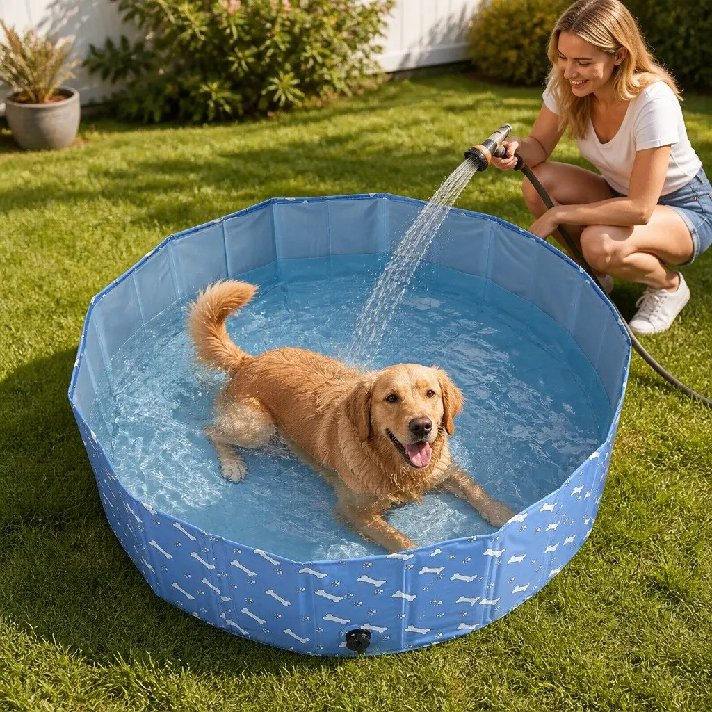 Pet Swimming Pool Folding Dog Cat Bathing Washing Portable Indoor Outdoor Large