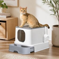 Enclosed Cat Litter Box Dimensions: 53.5cm L x 44cm W x 39cm H