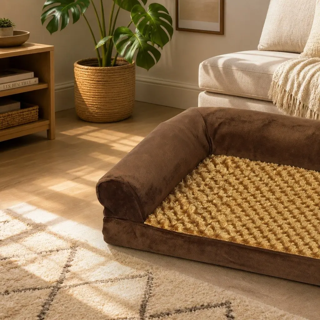 Orthopedic Pet Bed Sofa Dog Cat Memory Foam Removable Washable Cover Brown