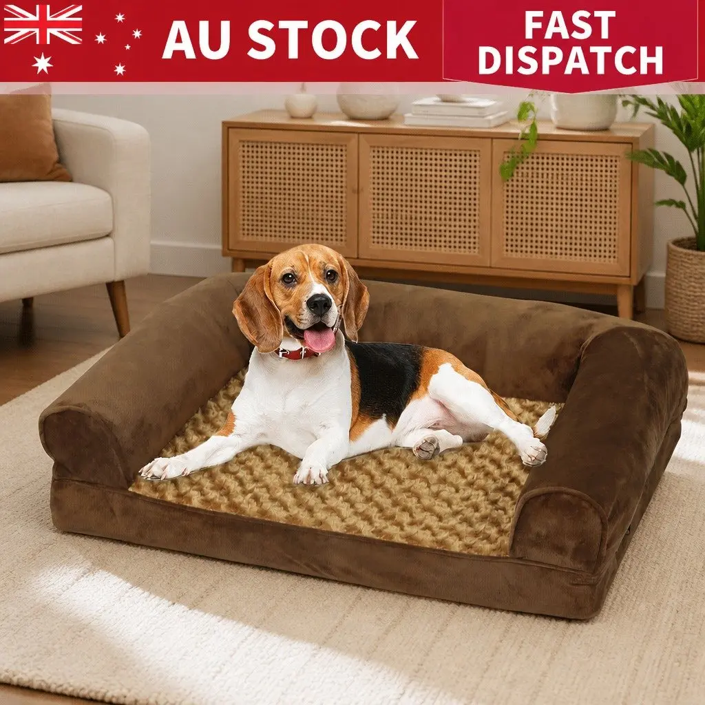Orthopedic Pet Bed Sofa Dog Cat Memory Foam Removable Washable Cover Brown