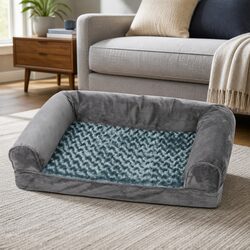 Pet Bed Sofa Dog Beds Medium Soft Orthopaedic Memory Foam Washable Grey