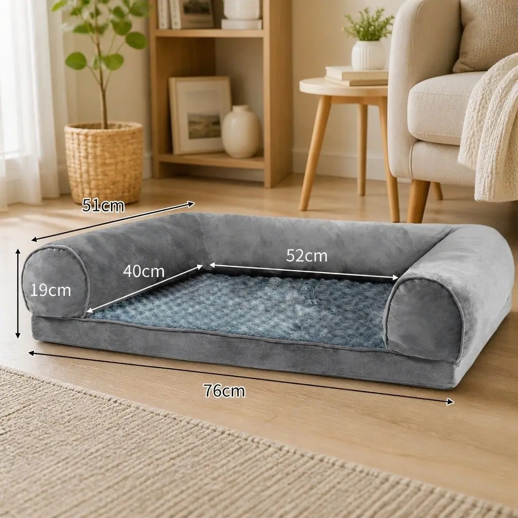 Pet Bed Sofa Dog Beds Medium Soft Orthopaedic Memory Foam Washable Grey