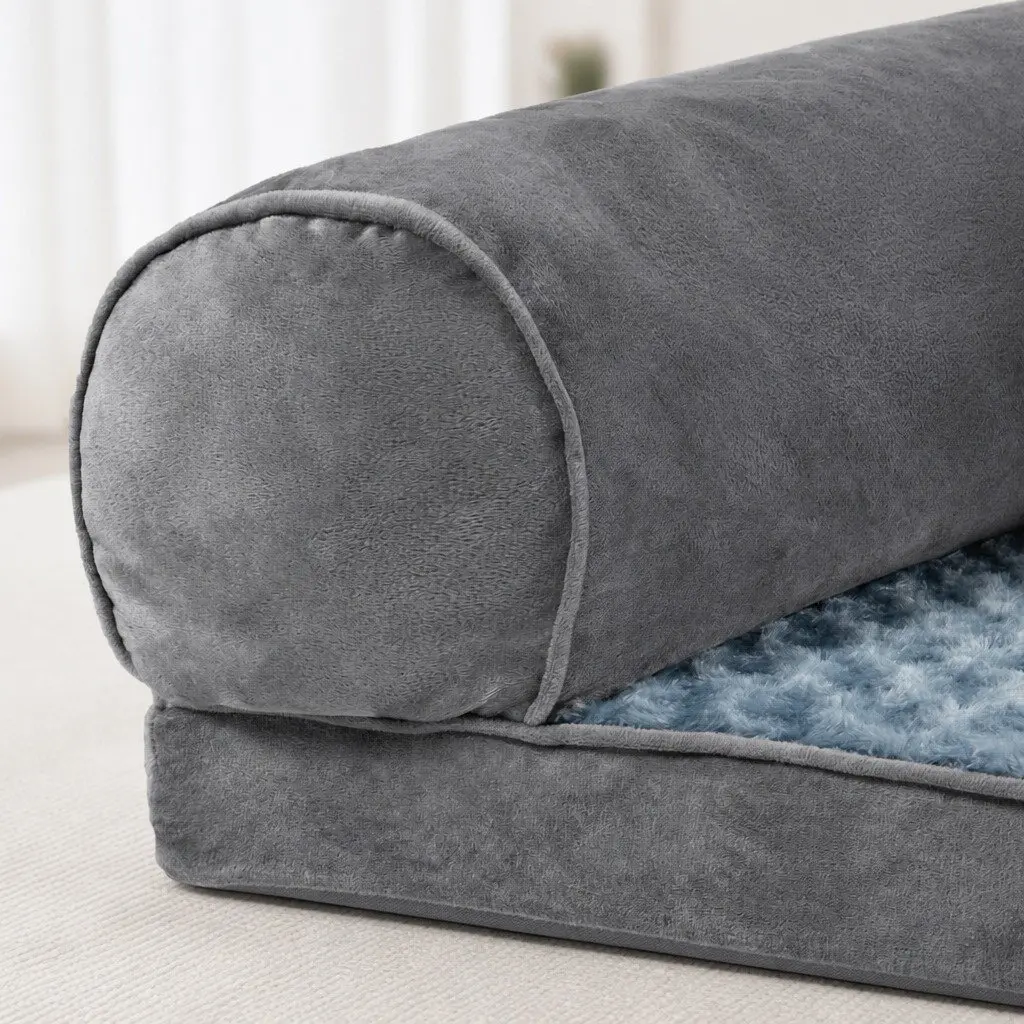 Pet Bed Sofa Dog Beds Medium Soft Orthopaedic Memory Foam Washable Grey