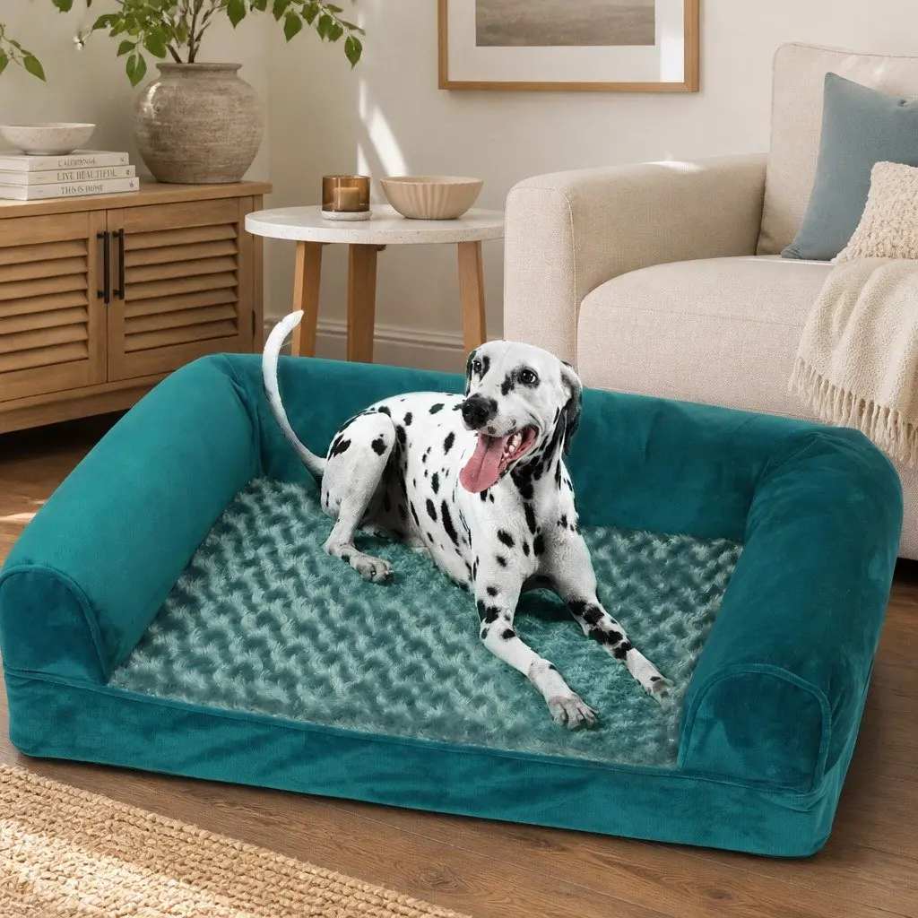 Pet Bed Sofa Dog Bedding Soft Warm XXL Blue Orthopaedic Memory Foam Removable