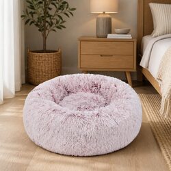 Pet Donut Bed - Dimensions 70cm x 27cm, Pink Plush Material