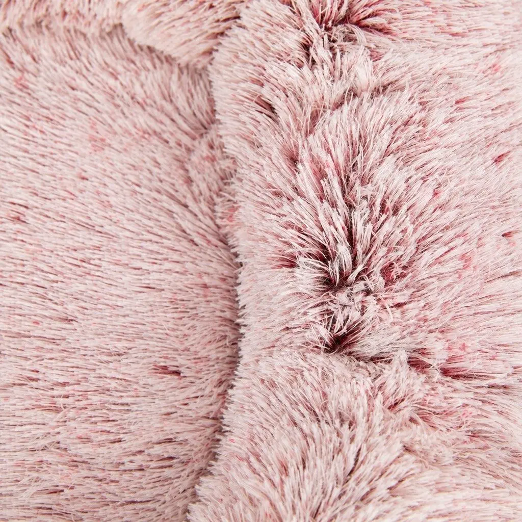 Pet Bed Calming Nest for Cats and Dogs Medium Pink Plush