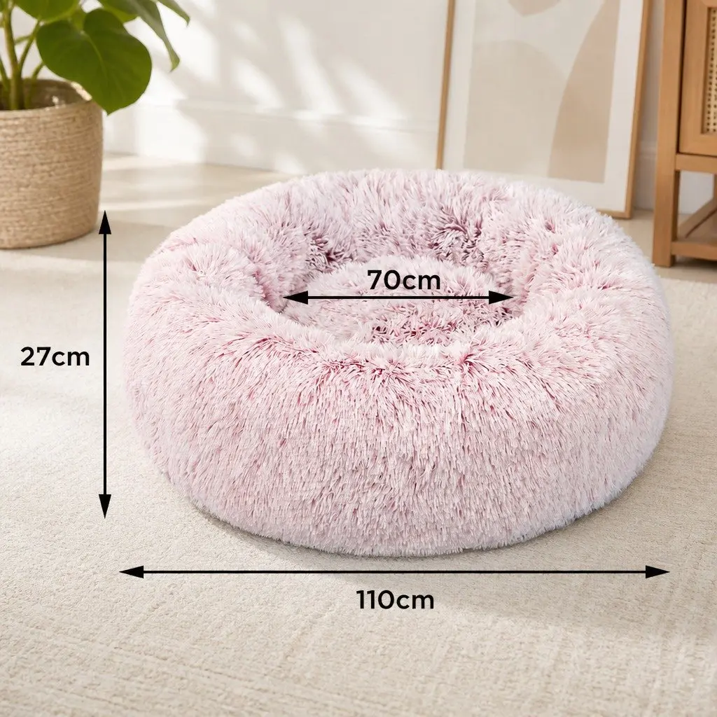 Donut Pet Bed for Cats and Dogs XL Pink Plush
