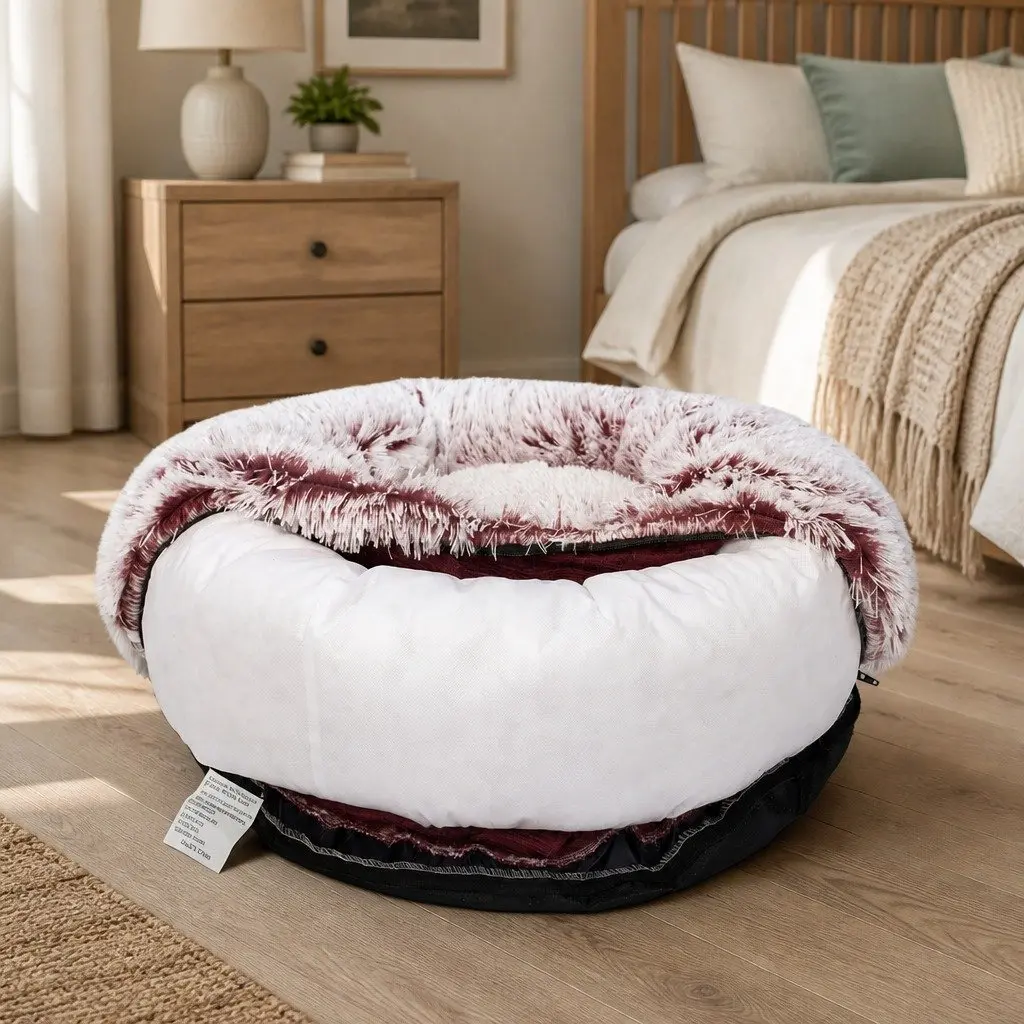 Donut Pet Bed for Cats and Dogs XL Pink Plush