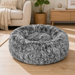 Pet Bed Donut Nest Calming XXL Dog Cat Plush Raised Rim Non-Slip Bottom