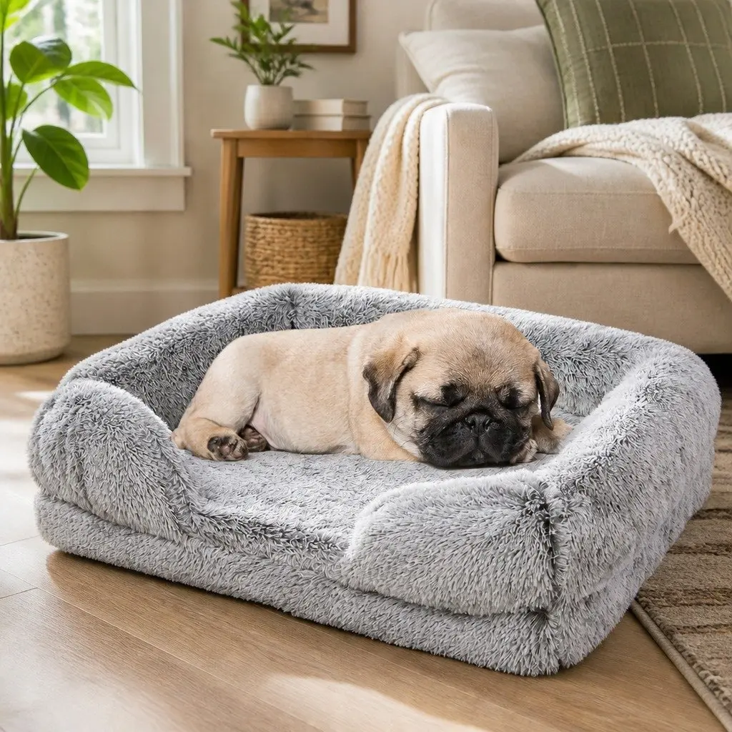 Pet Bed Orthopedic Sofa Dog Beds Small Memory Foam Supportive Bolster Plush
