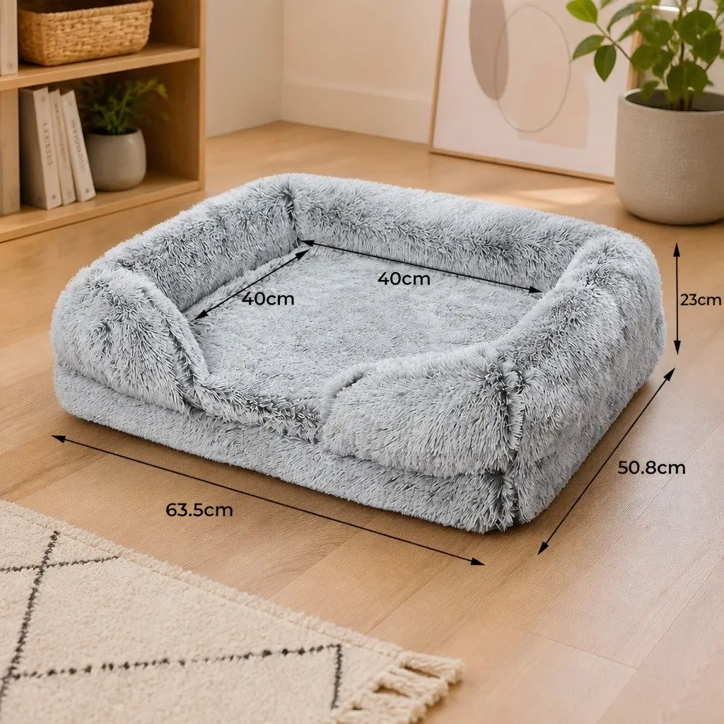 Pet Bed Orthopedic Sofa Dog Beds Small Memory Foam Supportive Bolster Plush