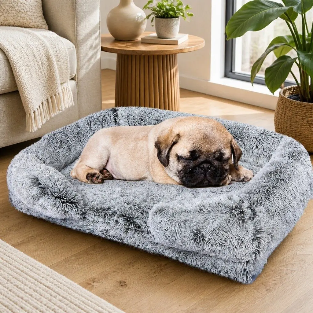 Pet Bed Orthopedic Sofa Dog Beds Small Memory Foam Supportive Bolster Plush