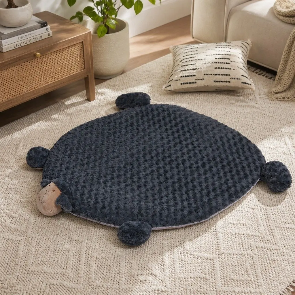 Pet Bed Cat Dog Calming Cushion Large Squeaky Toys Plush Charcoal Grey