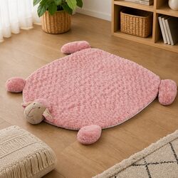 Large Pink Pet Bed: Memory Foam, Plush Cover, Toys