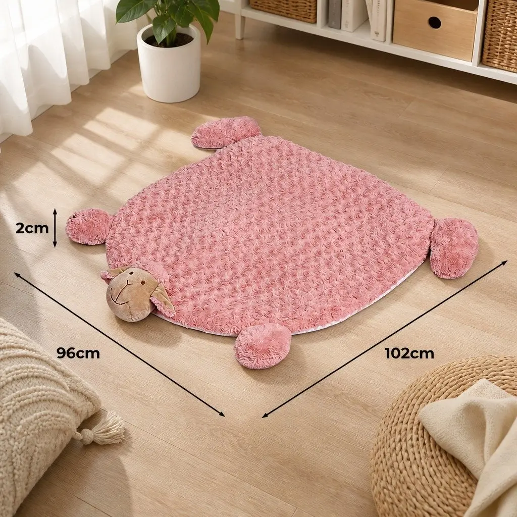 Pet Bed Cat Dog Calming Cushion Plush Large with Squeaky Corner Toys Pink