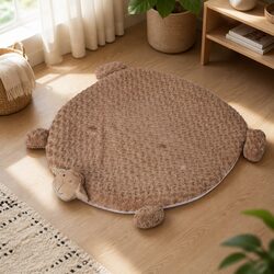 Pet Bed Dog Cat Calming Cushion Medium Squeaky Toy Plush Waterproof Tan