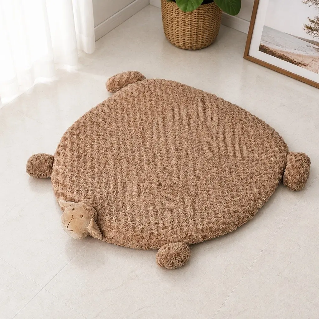 Pet Bed for Dog Cat Medium Plush Waterproof Tan