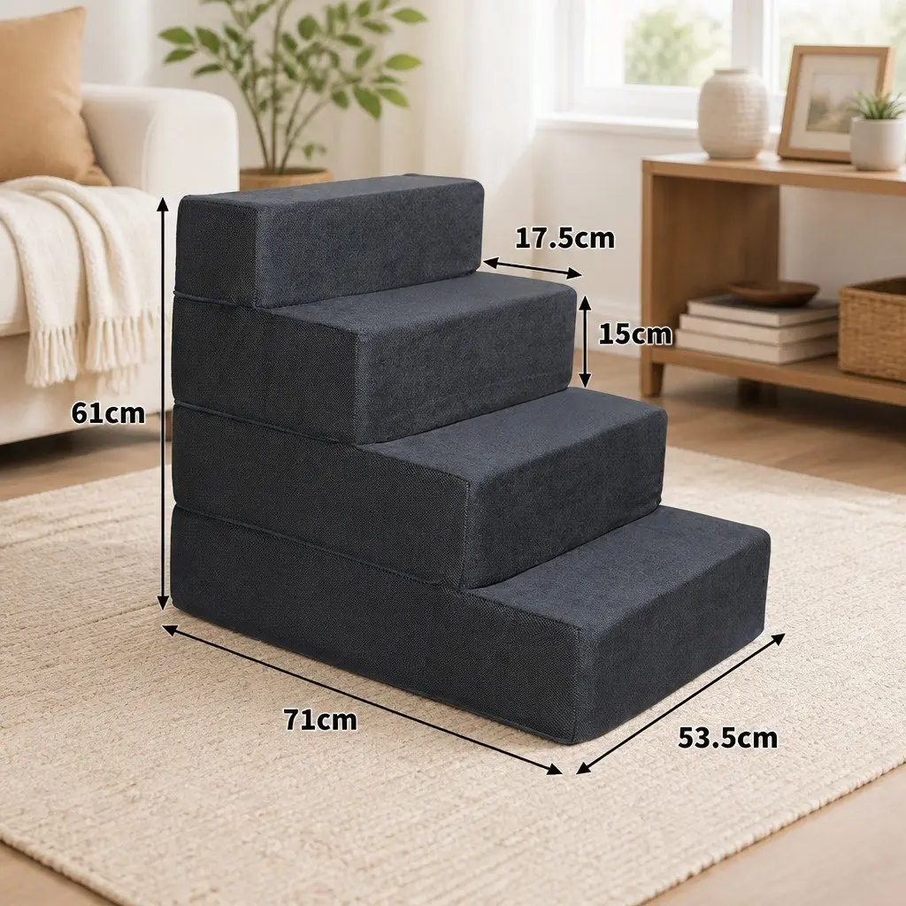 Dog Pet Stairs Ramp for Indoor Use Adjustable Height 3 Step 4 Step