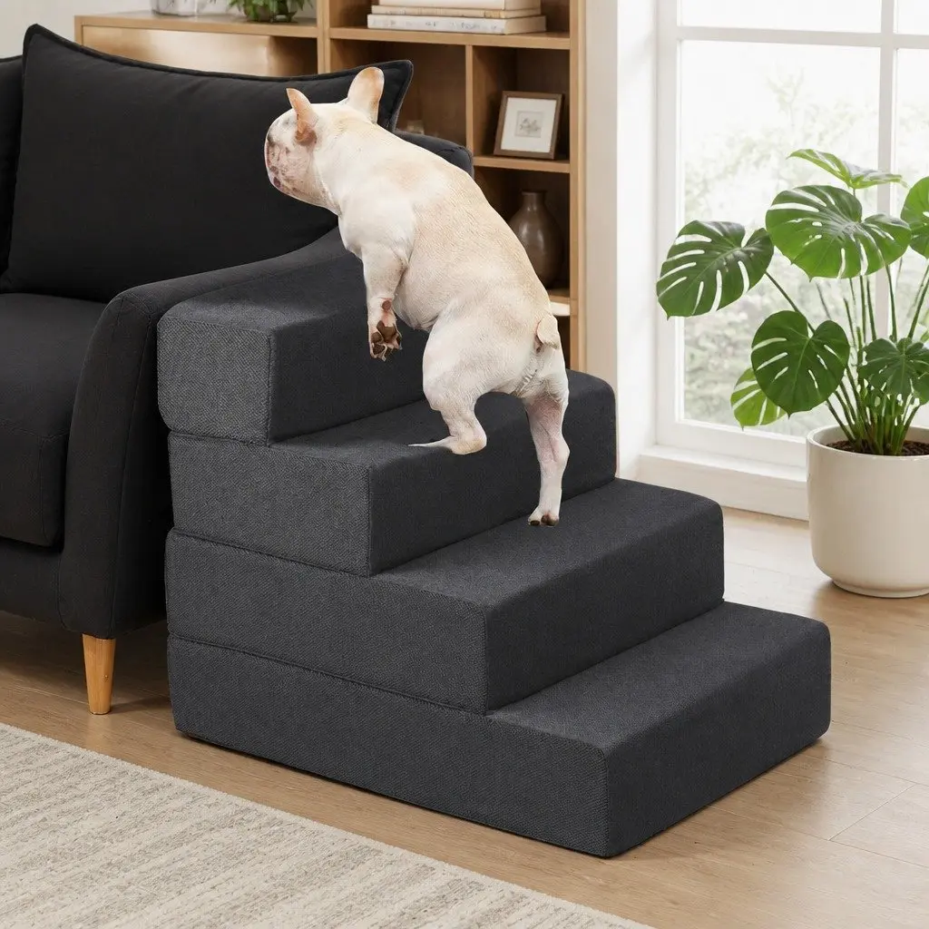 Dog Pet Stairs Ramp for Indoor Use Adjustable Height 3 Step 4 Step
