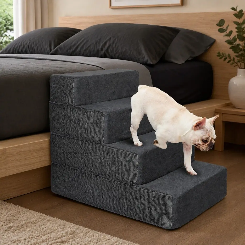 Dog Pet Stairs Ramp for Indoor Use Adjustable Height 3 Step 4 Step