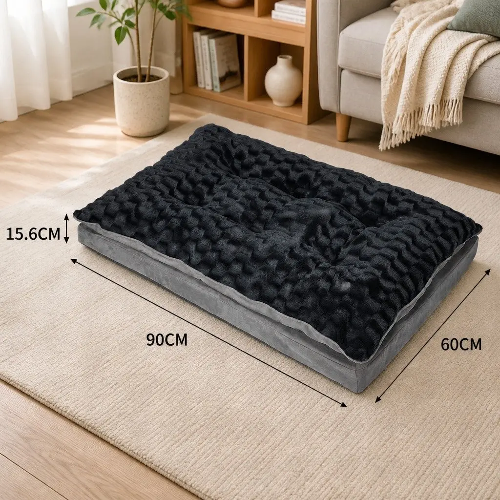Dog Calming Bed Memory Foam Pet Mattress Medium Grey Washable Cover