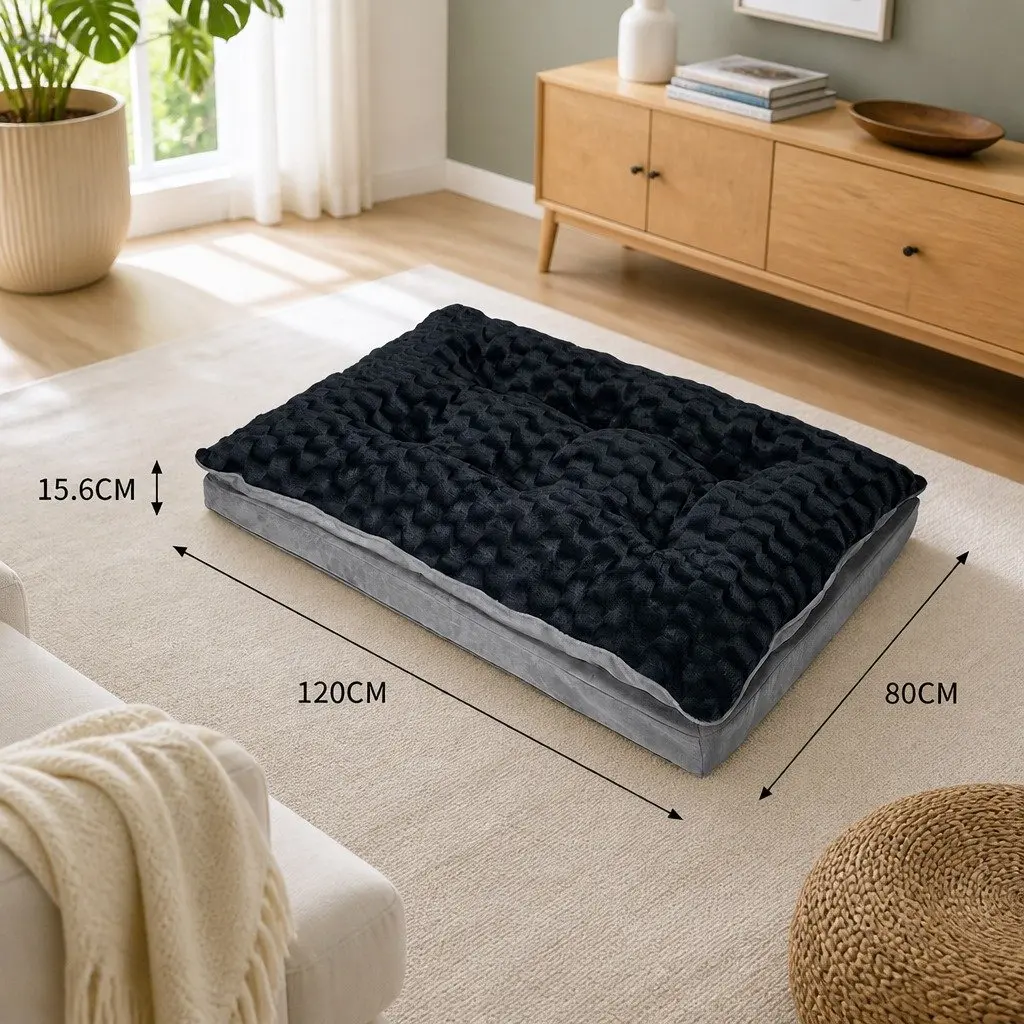 Dog Calming Bed XL Memory Foam Pet Mattress Soft Plush Washable Cover Grey