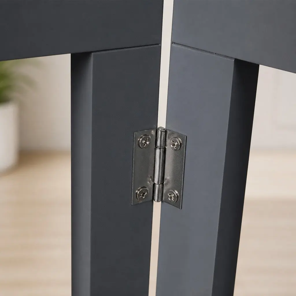 Wooden Pet Gate Indoor Foldable Dog Fence Free Standing Safety Grey 139cm x 60.5cm