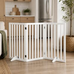 Wooden Pet Gate Foldable Dog Fence Safety Barrier Indoor Outdoor Playpen Puppy