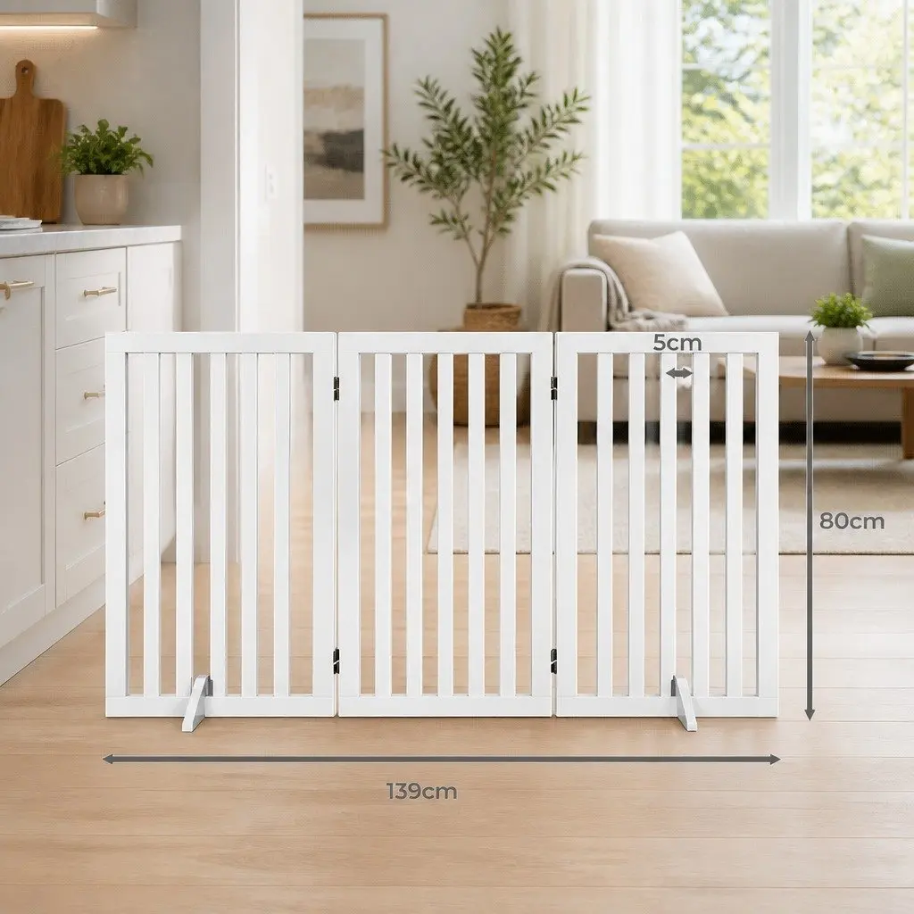 Wooden Pet Gate Foldable Dog Fence Safety Barrier Indoor Outdoor Playpen 3 Panel 4 Panel 6 Panel Size