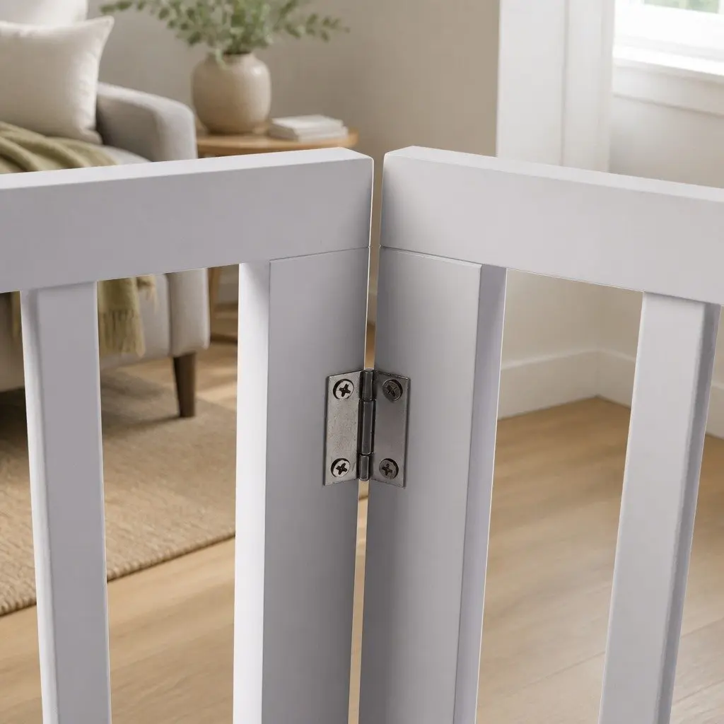Wooden Pet Gate Dog Fence Foldable Playpen Barrier Indoor Outdoor White 185cm