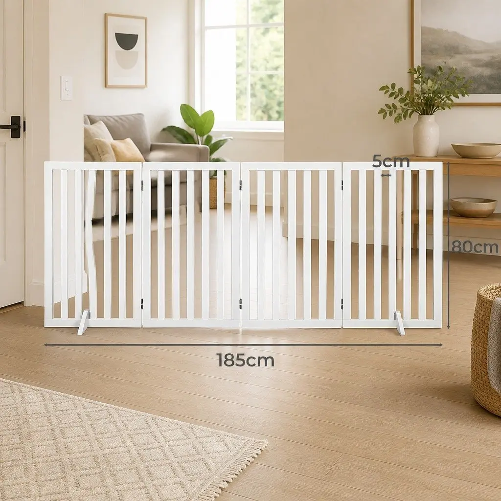Wooden Pet Gate Freestanding Foldable Safety Indoor 3 Panel 4 Panel 6 Panel