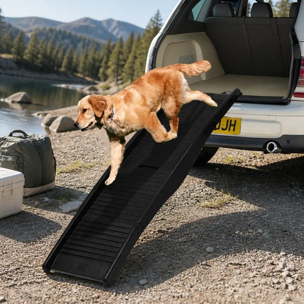 Foldable Pet Ramp Dog Car SUV Travel Stair Lightweight Non-Slip Safety Latch