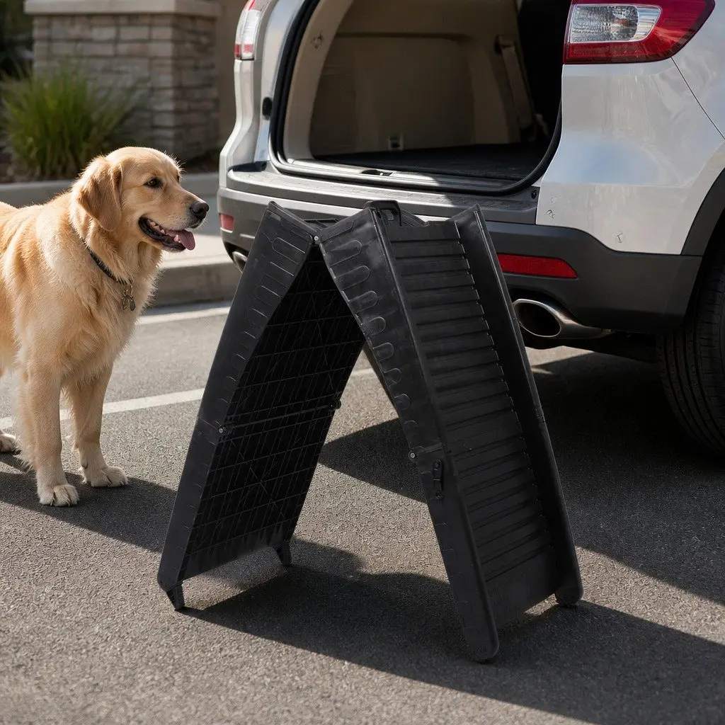 Foldable Pet Ramp Dog Car SUV Travel Stair Lightweight Non-Slip Safety Latch