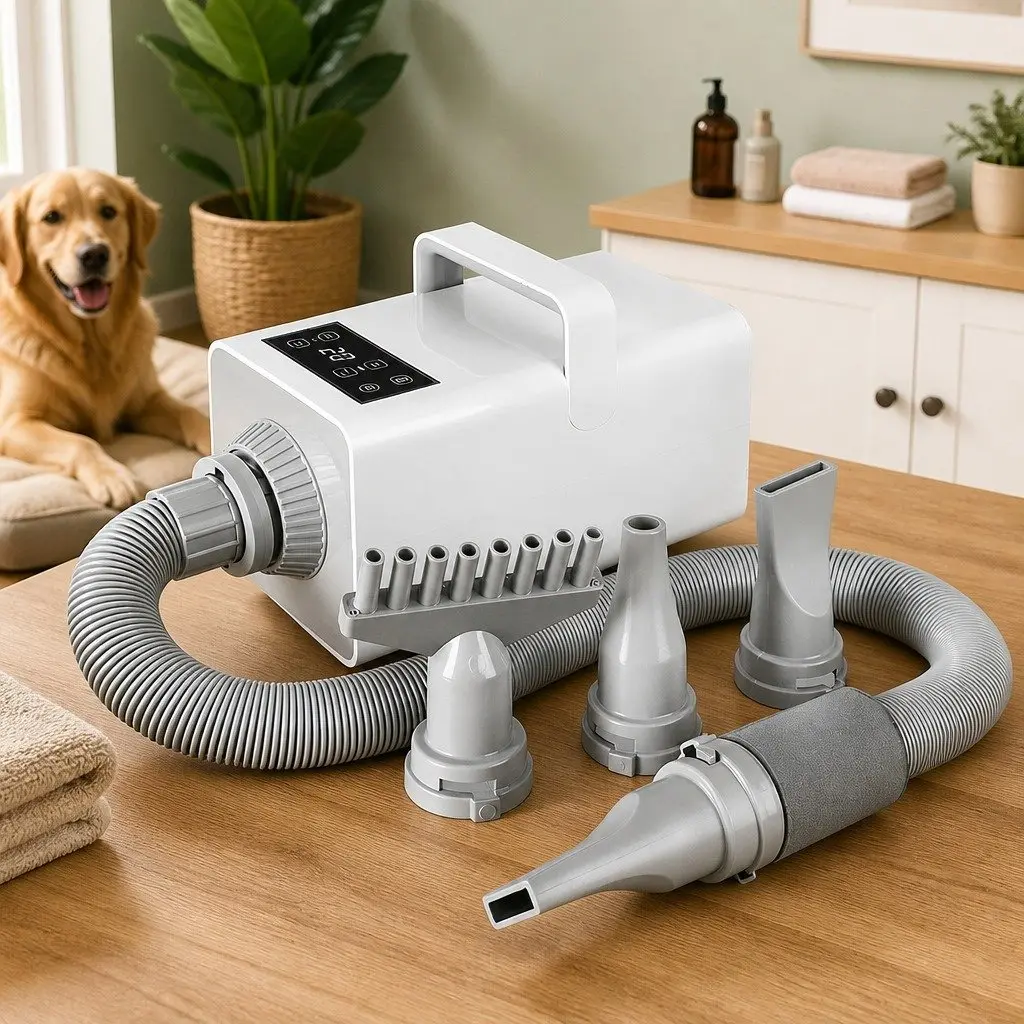 Pet Hair Dryer with Flexible Hose and Nozzles