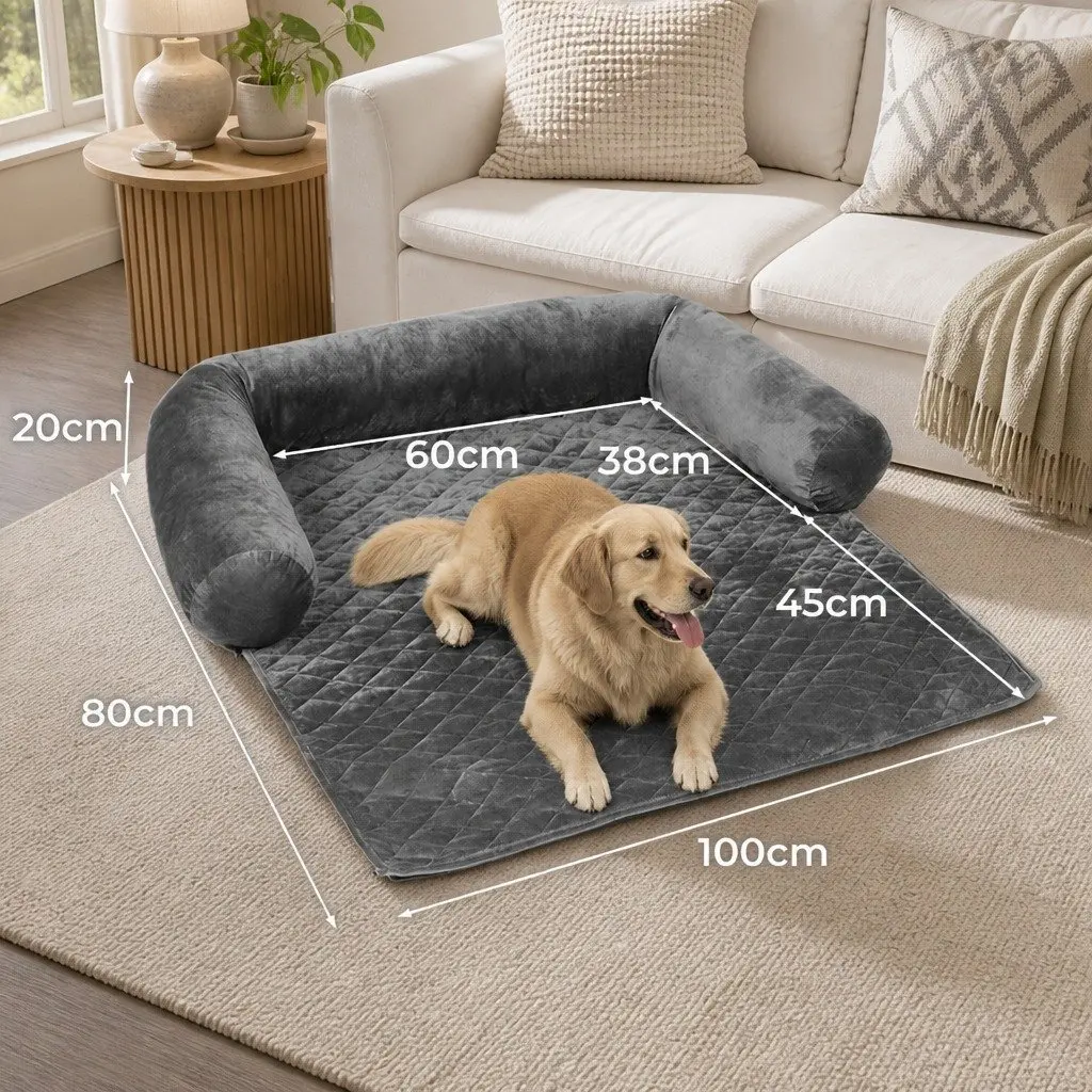 Pet Sofa Cover for Dogs Large Furniture Protector Machine Washable Anti-Slip Bolster
