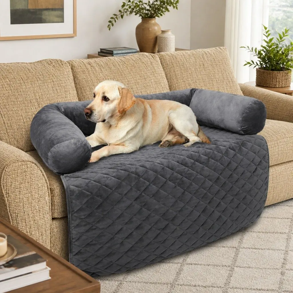 Pet Sofa Cover for Dogs Large Furniture Protector Machine Washable Anti-Slip Bolster