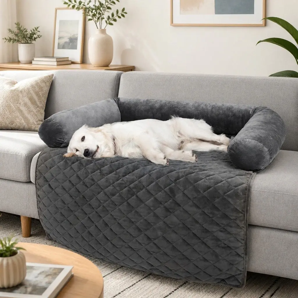 Pet Sofa Cover for Dogs Large Furniture Protector Machine Washable Anti-Slip Bolster