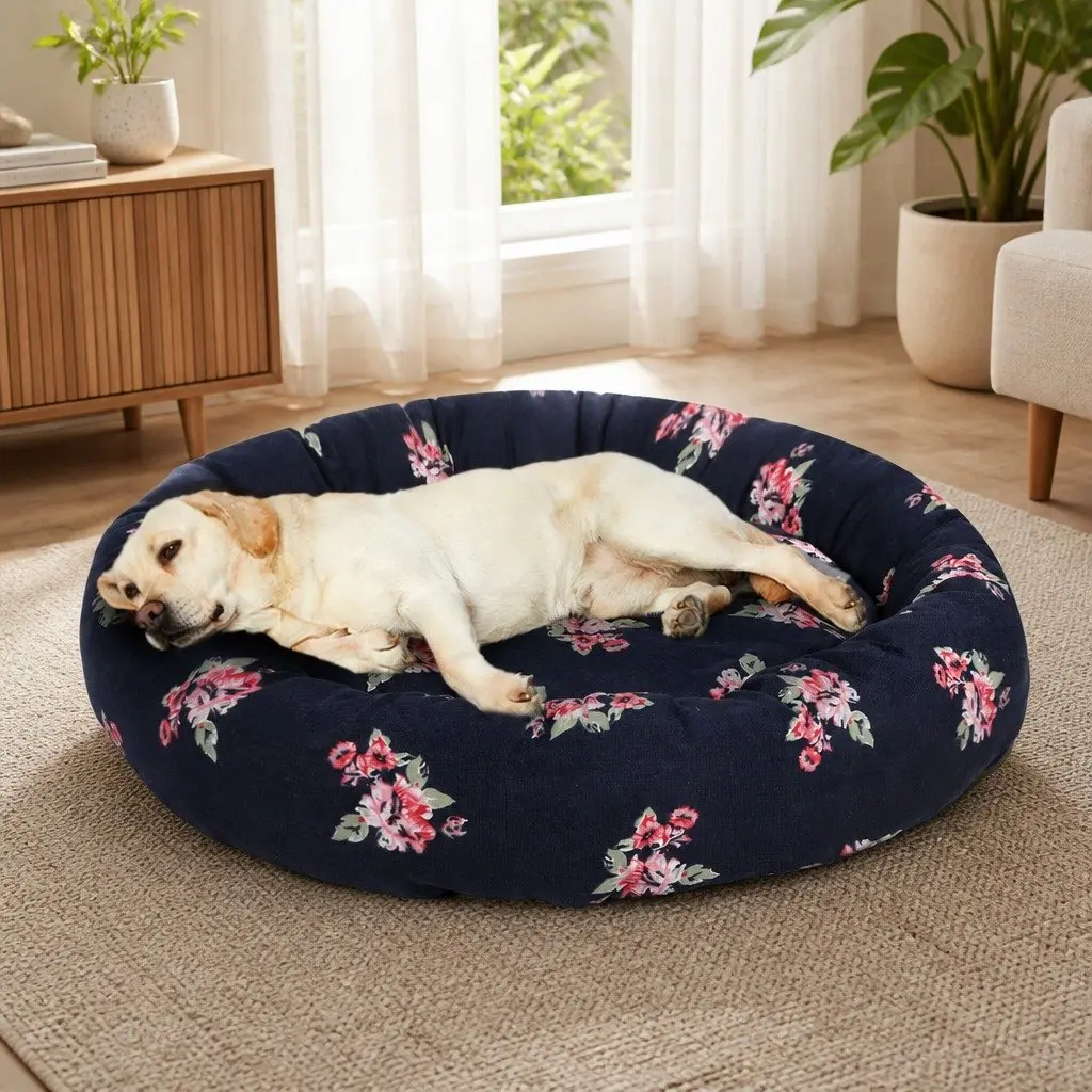 Dog Calming Bed Pet Cat Washable XXL Doughnut-Shaped Non-Slip Bottom Machine