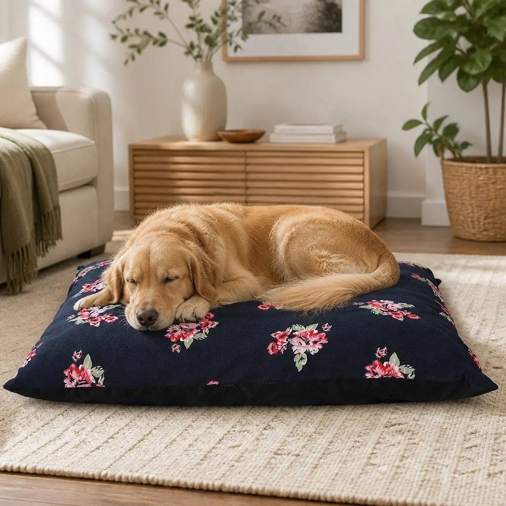 Dog Calming Bed Large Pet Cushion Washable Cover Anti-Dust Mites Bolster Sleep