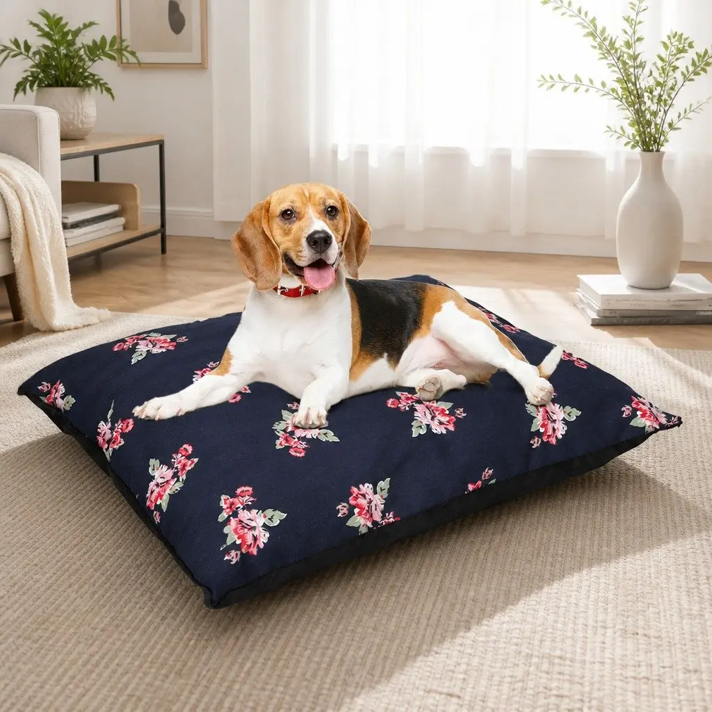 Dog Calming Bed Large Pet Cushion Washable Cover Anti-Dust Mites Bolster Sleep