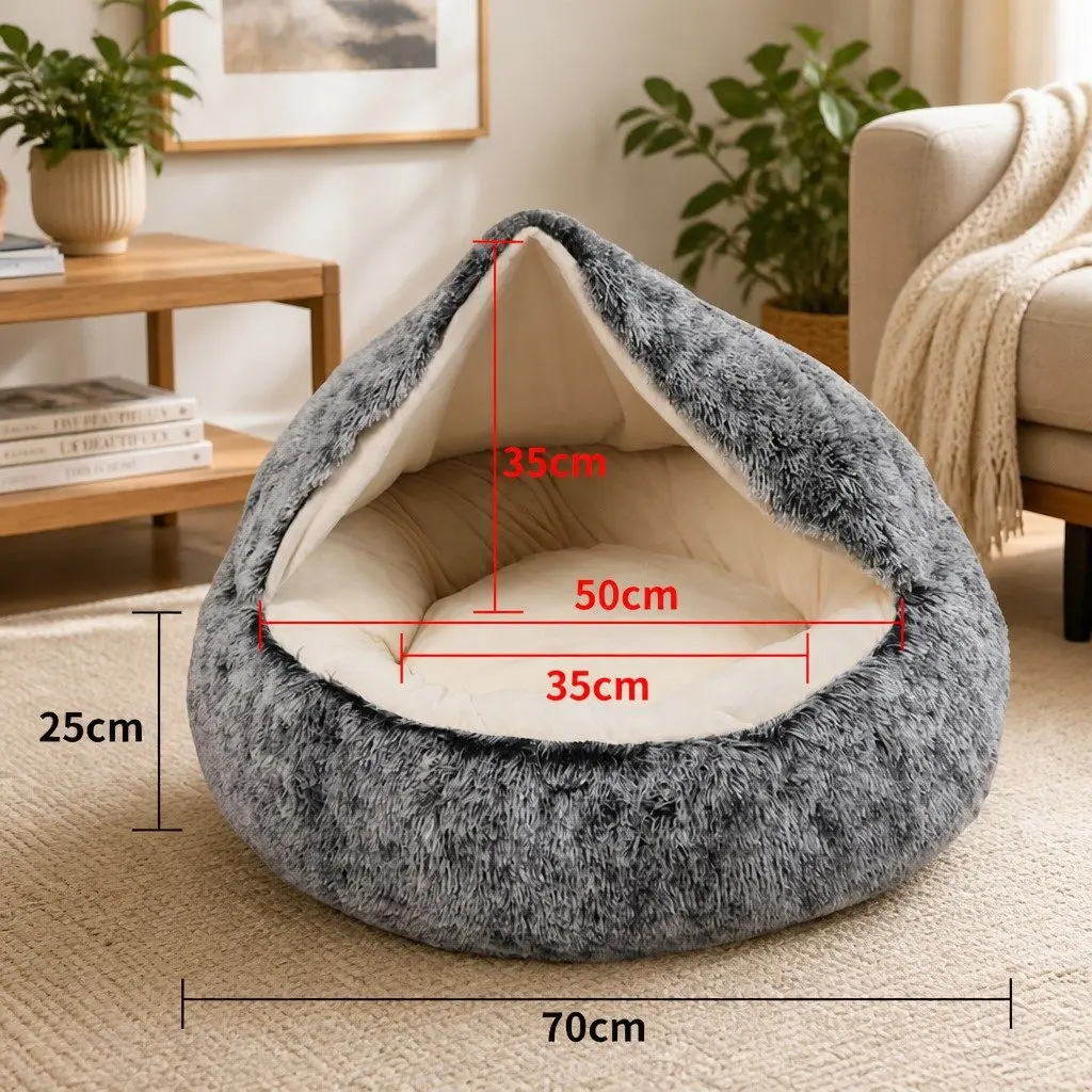 Pet Dog Calming Bed Medium Plush Cave Washable Bolster Enclosed