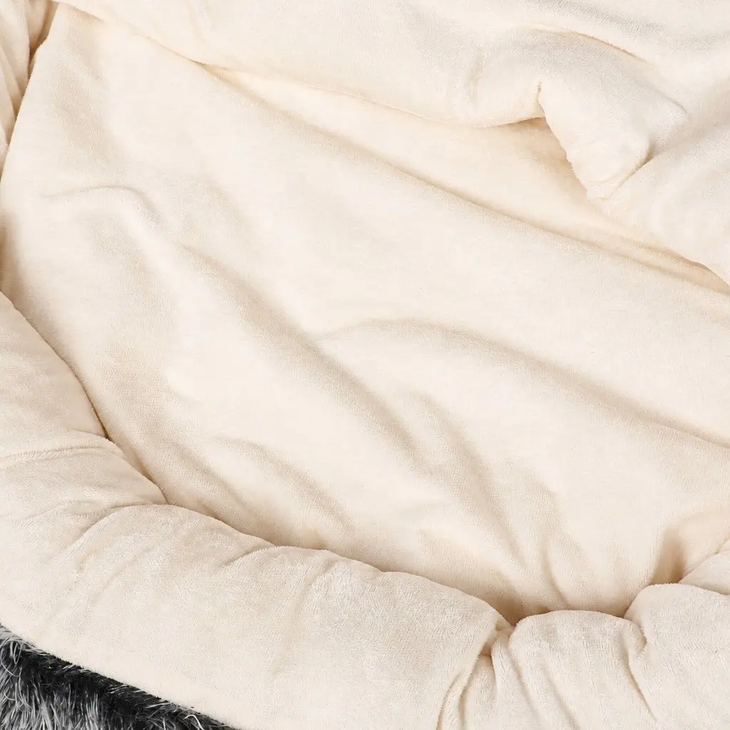 Pet Dog Calming Bed Medium Plush Cave Washable Bolster Enclosed