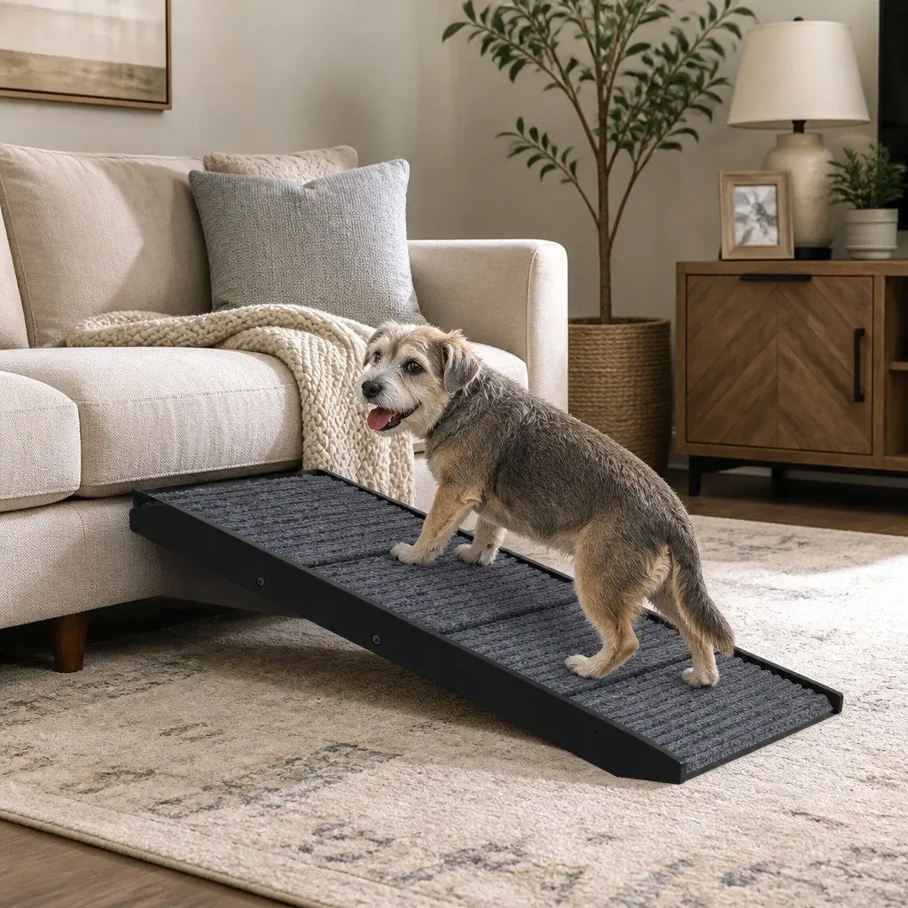 Adjustable Pet Ramp for Dogs and Cats Couch Bed Car Access Black