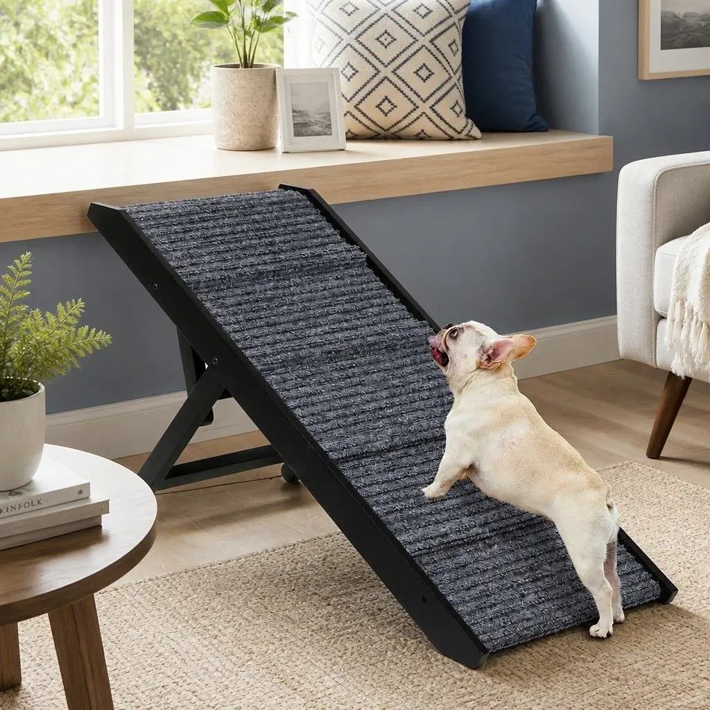 Adjustable Pet Ramp for Dogs and Cats Couch Bed Car Access Black