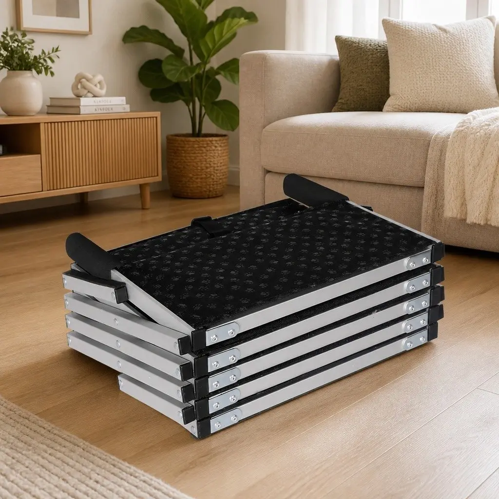5 Steps Pet Ramp Adjustable Height Foldable Dog Stairs Portable Carry Handle