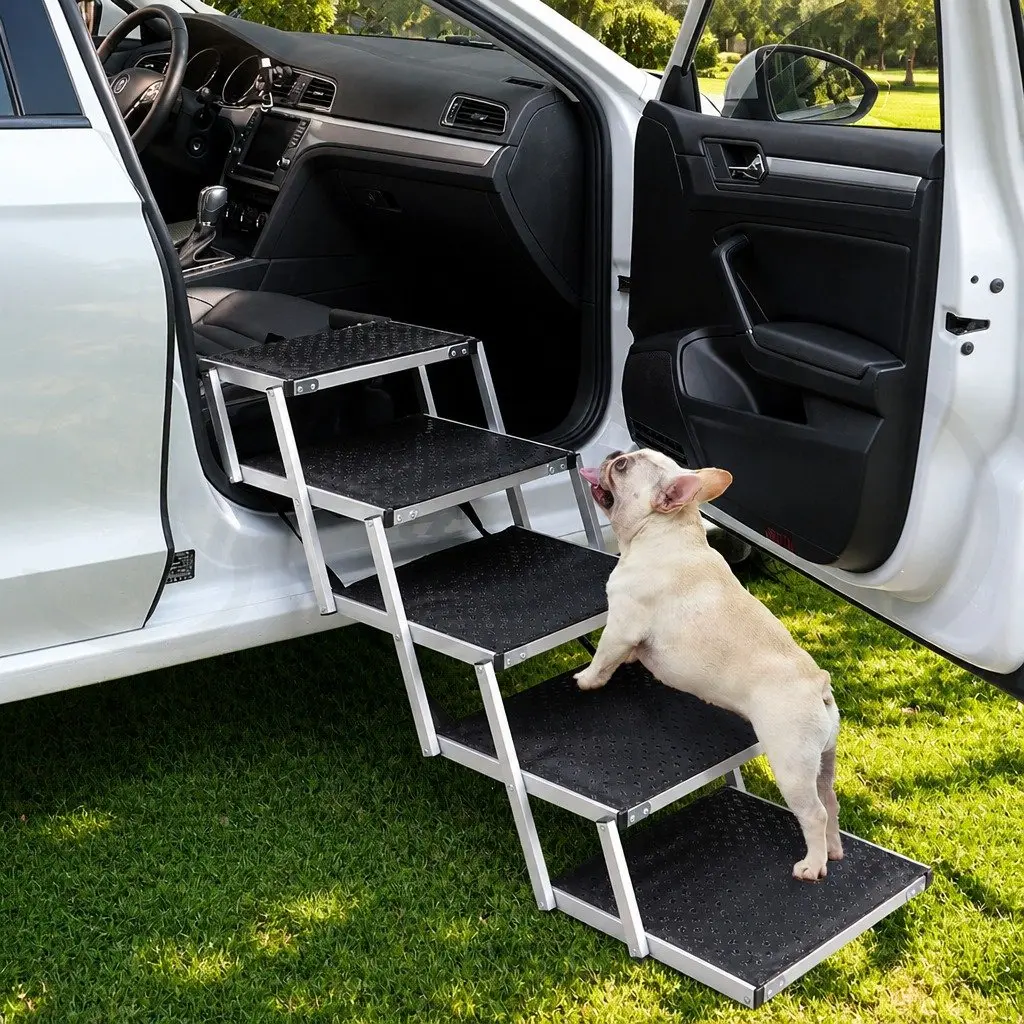 5 Steps Pet Ramp Adjustable Height Foldable Dog Stairs Portable Carry Handle